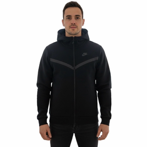 Nike Tech Fleece Men Medium Black Performance Jacket Zip Up Hoodie Activewear